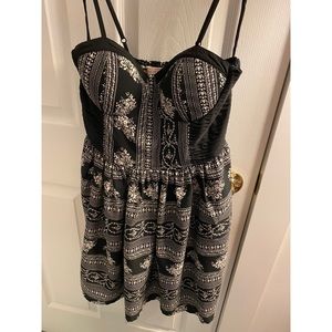 elegant black and white spaghetti strap dress